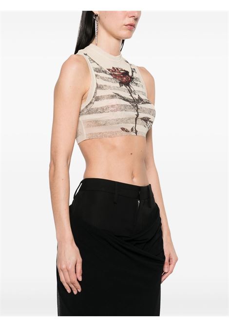 printed tattoo mariniere crop top woman ecru JEAN PAUL GAULTIER | 25/34-F-TO275-T585030030